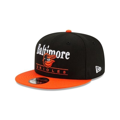 Black Baltimore Orioles Hat - New Era MLB Two Tone Retro 9FIFTY Snapback Caps USA5290637